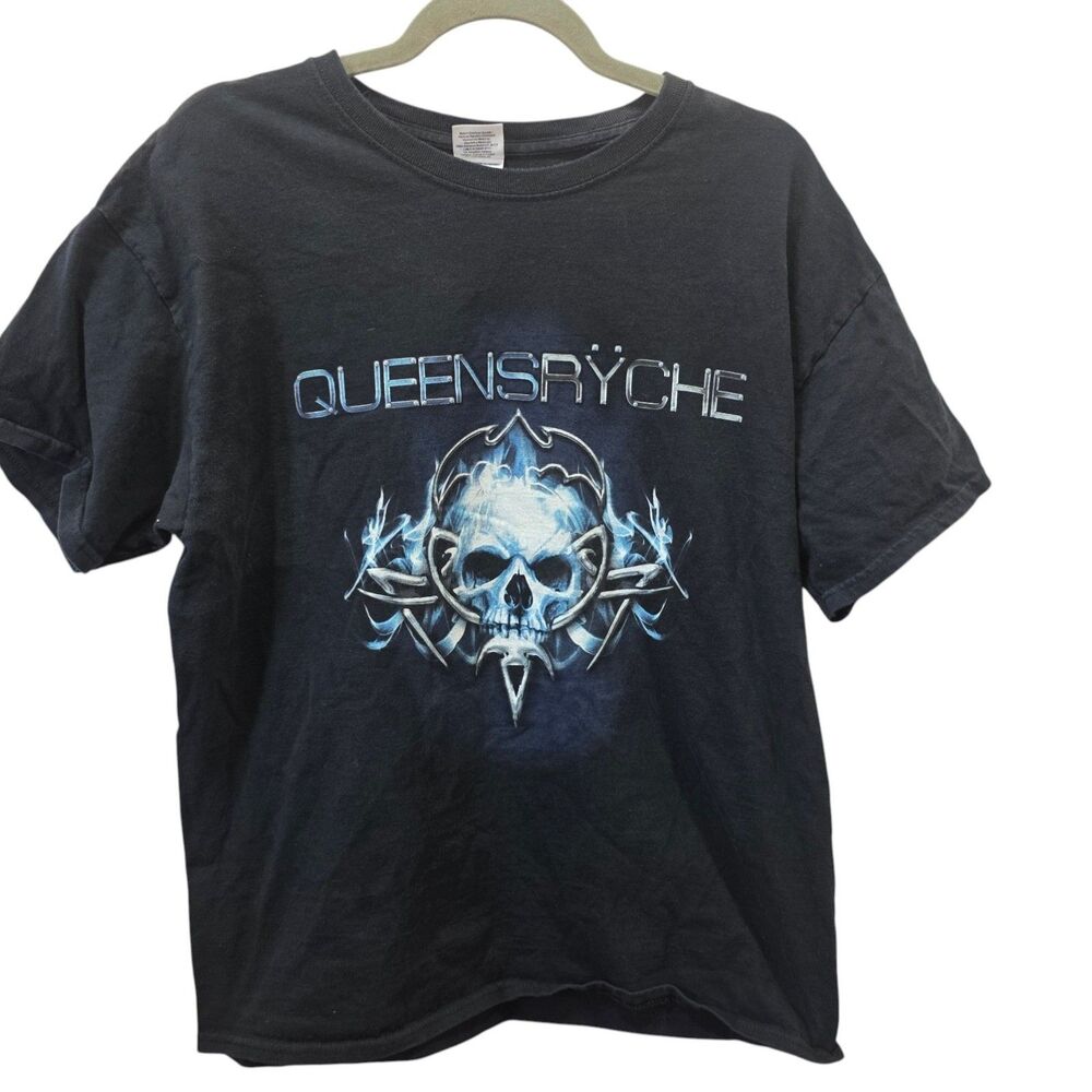 Queensrÿche Band Tee Large Black Tour Shirt Metal Rock Skull Graphic‎ Y2K